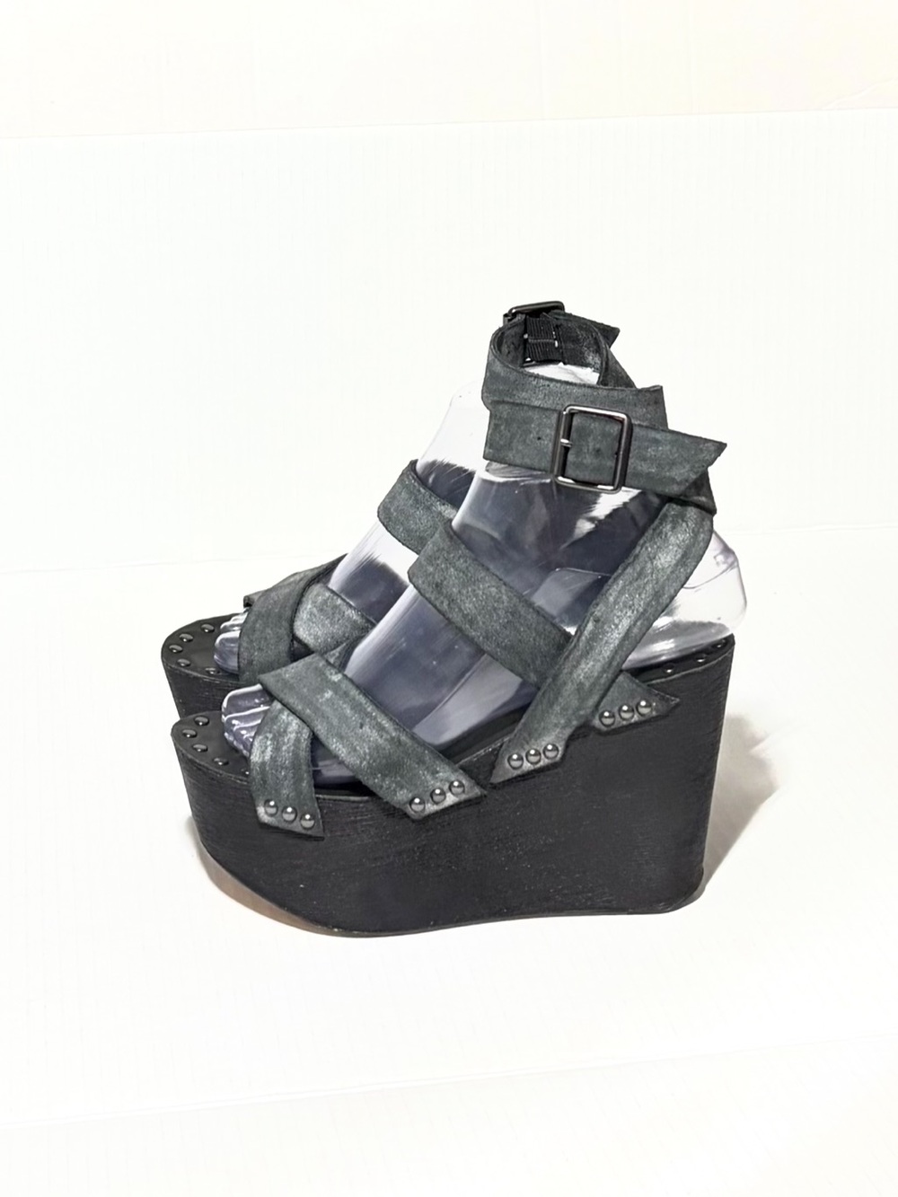 Studded Metallic Leather Platform Sandals